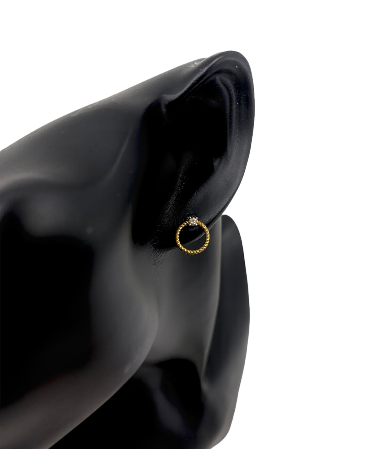 10K Yellow Gold Diamond Circle / Infinity Earrings 0.10cttw