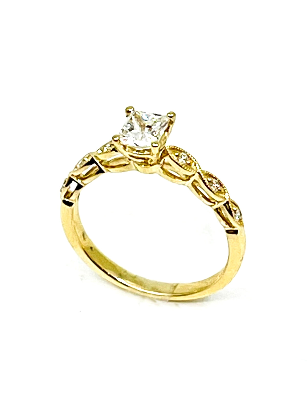 Anillo de compromiso de diamantes de 0,50 quilates en oro amarillo de 14 quilates, talla 6,5