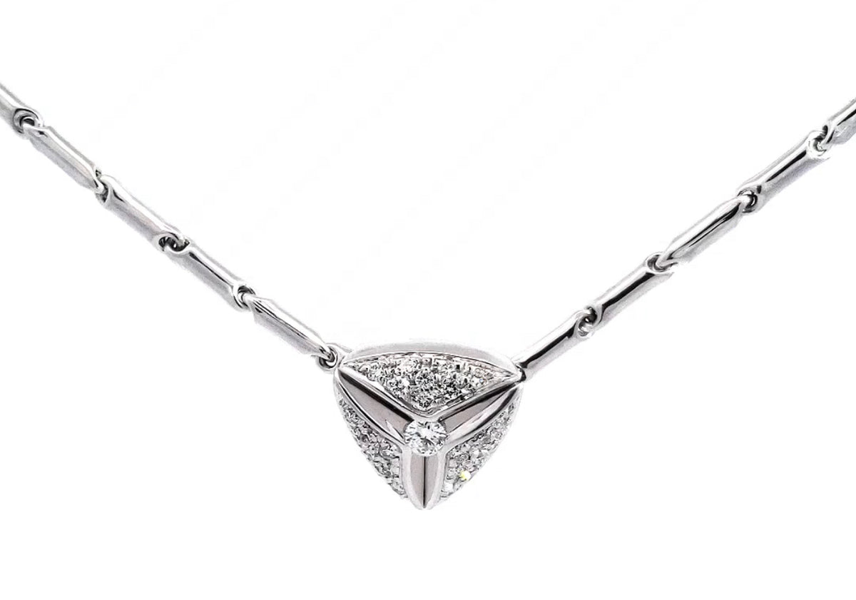 18K White Gold Diamond Pave Necklace, 18&quot;