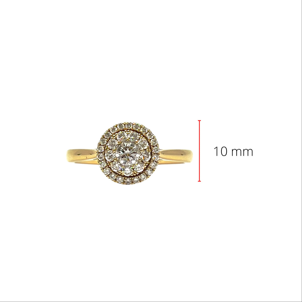 14K Yellow Gold 0.46cttw Diamond Halo Engagement Ring, size 6.5