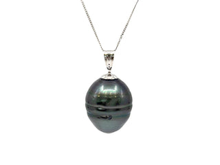 10/14K White Gold Tahitian Pearl Pendant