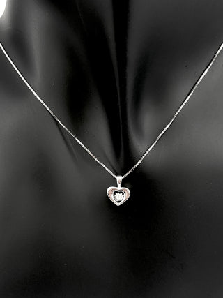 Colgante de diamante de talla redonda de 0,01 quilates en oro blanco de 10 quilates, 18"