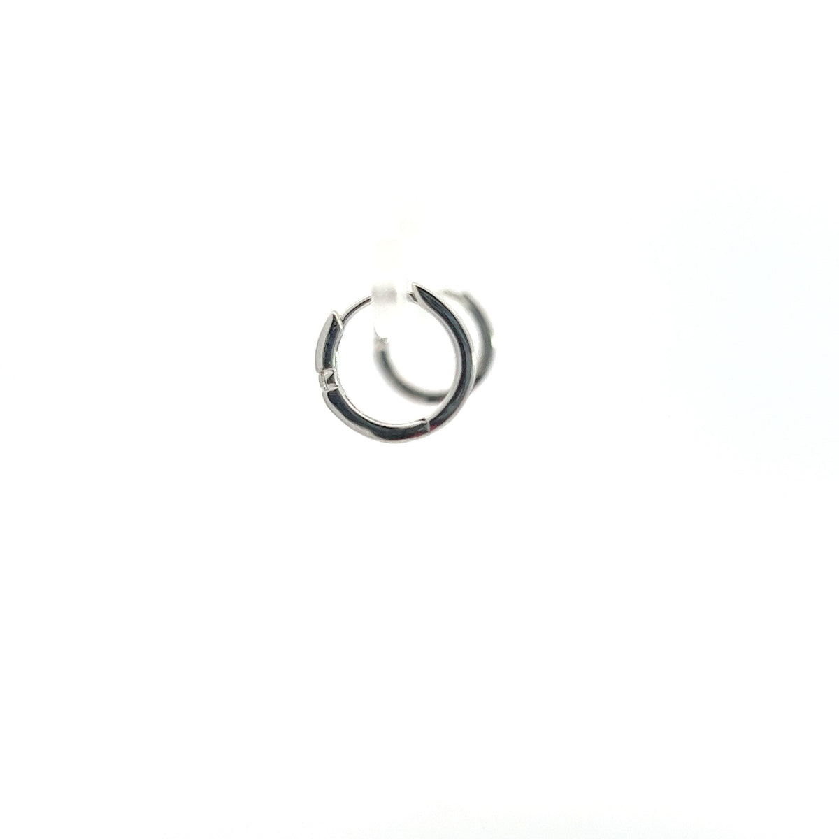 10K White Gold 0.04cttw Diamond Hoop / Huggie / Hinged Earring