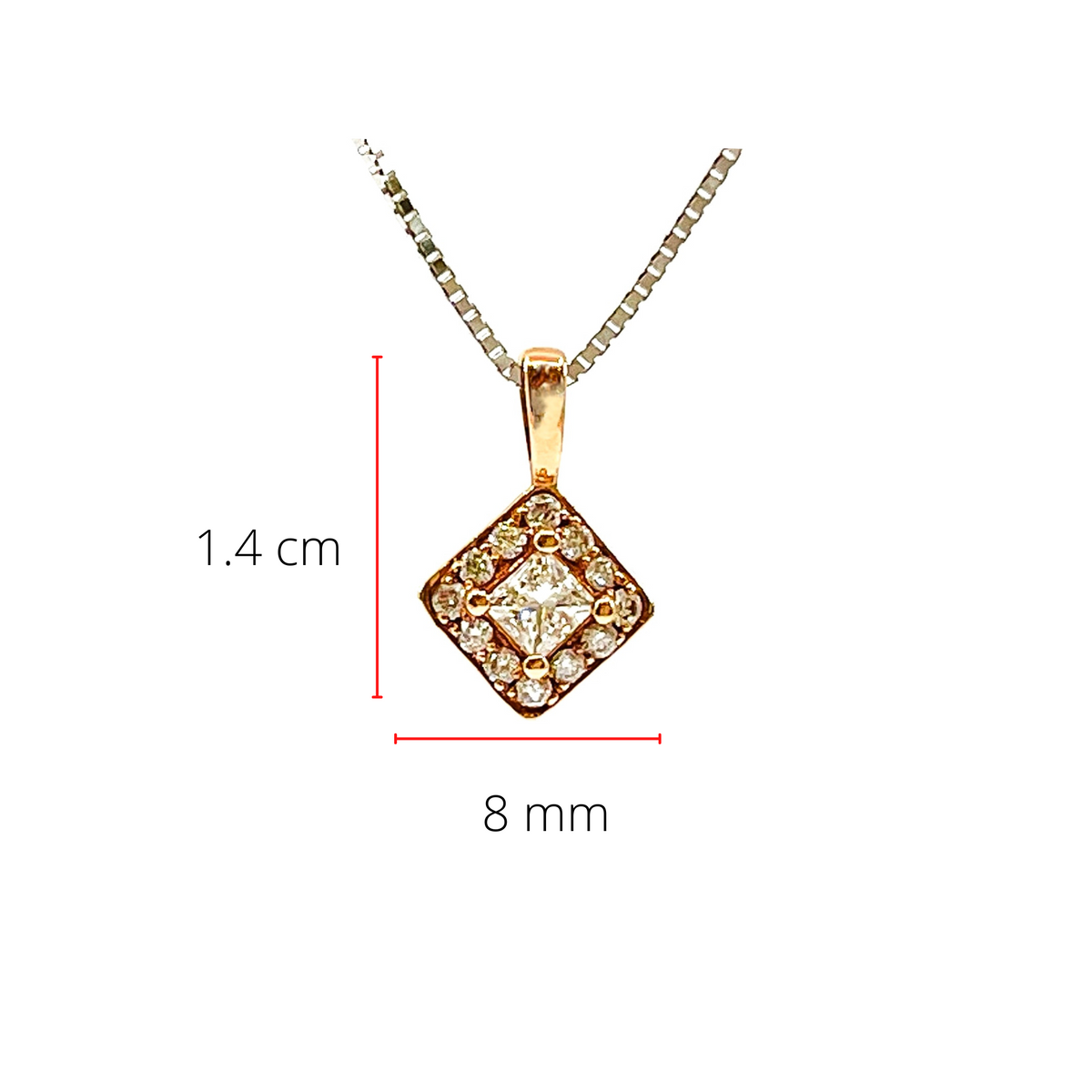 Collar con halo de diamantes canadienses de 0,30 quilates en oro blanco y rosa de 14 quilates, 18&quot;