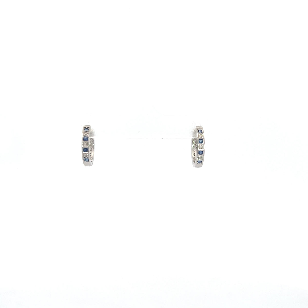10K White Gold Sapphire and Diamond Earrings