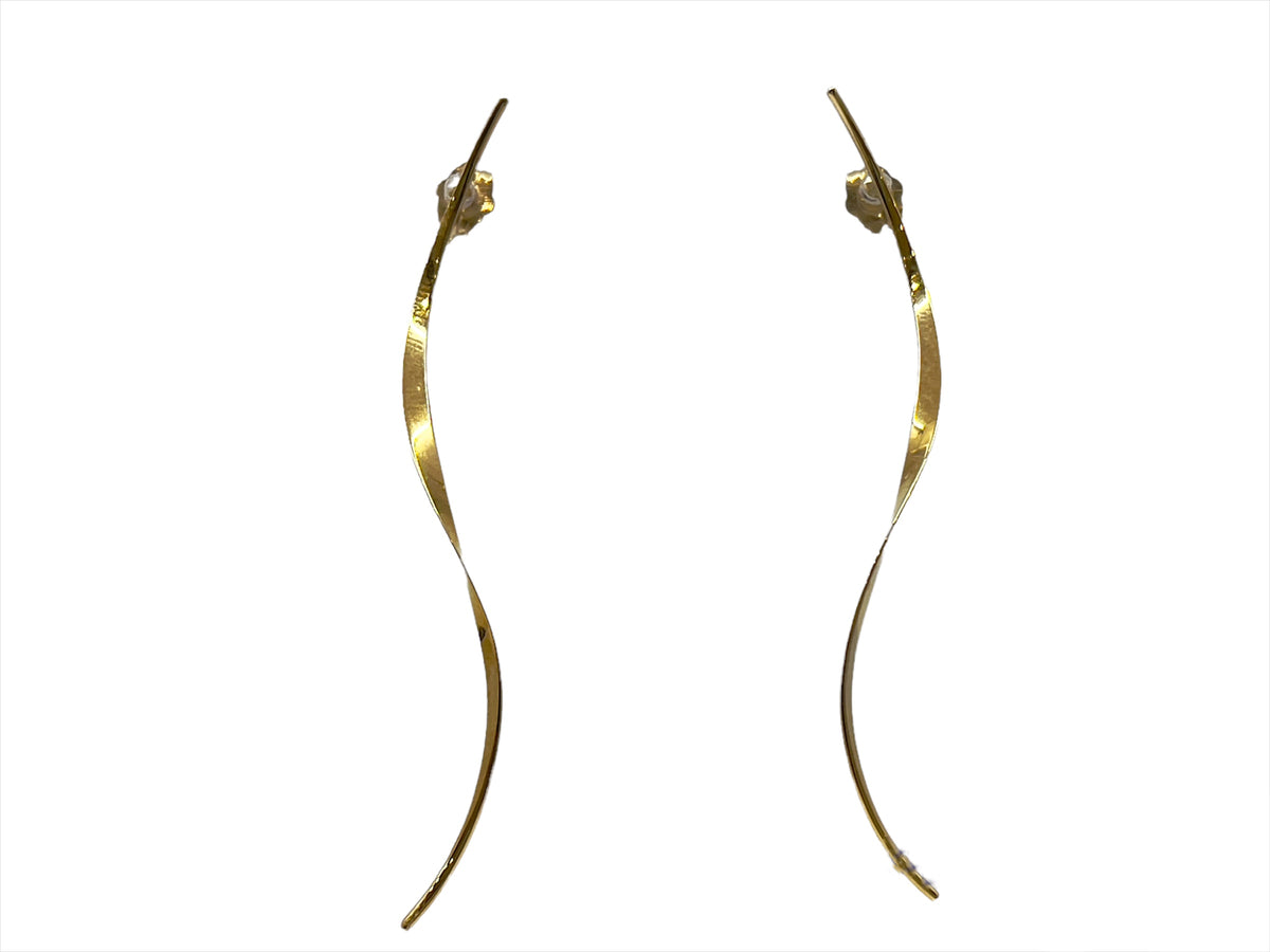 14K Yellow Gold Dangle Earrings 60mm
