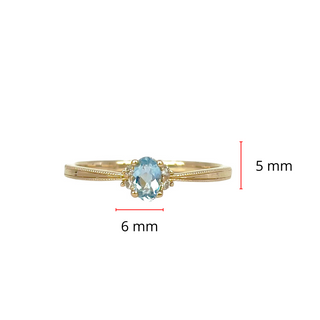 10K Yellow Gold 0.22cttw Aquamarine and 0.03cttw Diamond Ring