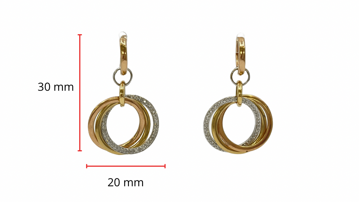 14K Tri Tone 0.32ctts Diamond Earrings