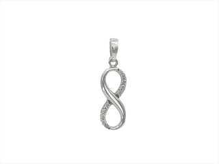 Dije de circonita cúbica infinita de oro blanco de 10 quilates: 21 mm x 5 mm