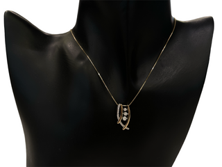 Collar de oro amarillo y blanco de 10 quilates con diamantes de 0,33 quilates, 18"