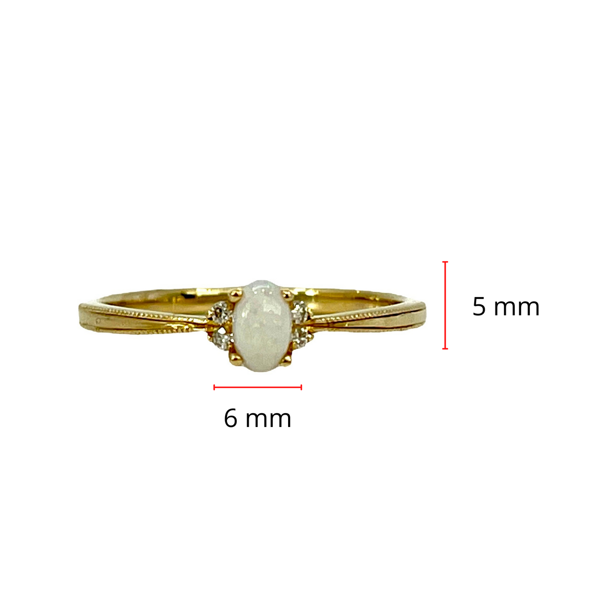 10K Yellow Gold 0.16cttw Opal and 0.03cttw Diamond Ring