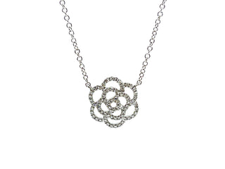 Collar de diamantes florales de oro blanco de 14 quilates de 0,14 quilates - 18 pulgadas