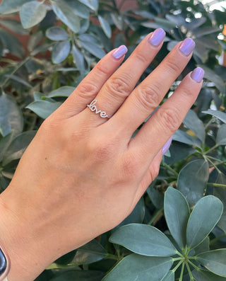 Anillo de amor con diamantes de 0,09 quilates en oro blanco de 14 quilates, talla 6,5