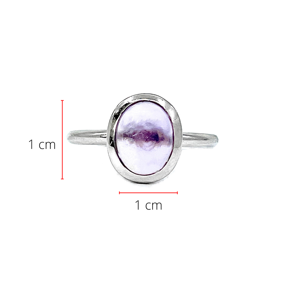 10K White Gold Genuine Cabochon Amethyst  Ring, size 6.5