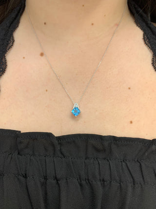 Blue Topaz and Diamond Pendant