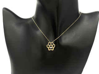 Collar de diamantes con estampado de pata de oro blanco, amarillo o rosa de 10 quilates