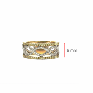 14K Yellow & White Gold 0.57cttw Natural White and Fancy Yellow Diamond Ring - Size 7