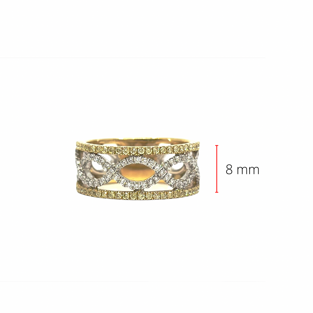 14K Yellow &amp; White Gold 0.57cttw Natural White and Fancy Yellow Diamond Ring - Size 7