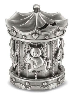 Banco carrusel con acabado en tono peltre 