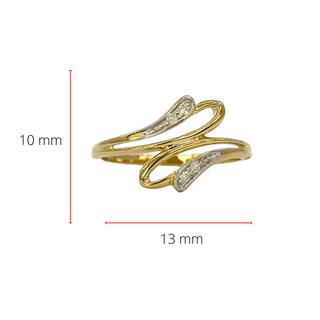 Anillo de oro amarillo de 10 quilates con pavé de diamantes de 0,04 quilates
