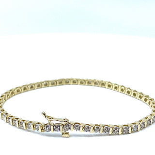 Brazalete de tenis con diamantes de 1,00 quilates en oro amarillo de 10 quilates, 7"