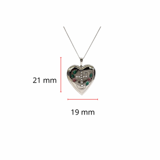 925 Sterling Silver Locket with Cubic Zirconia Cross and Decals with Chain - 18 Inches