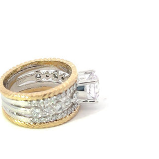 14K White & Yellow Round Brilliant Cut Diamond Ring