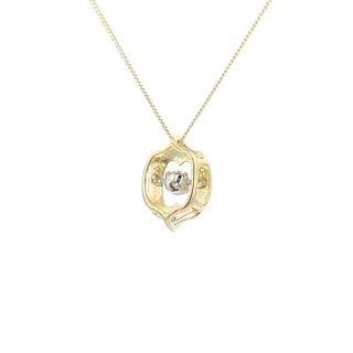 Colgante de oro amarillo de 10 quilates con diamantes de 0,05 quilates, 18"
