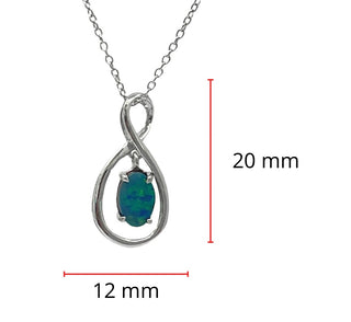 Collar doblete de ópalo australiano de 0,50 quilates en oro blanco de 10 quilates - 18 pulgadas