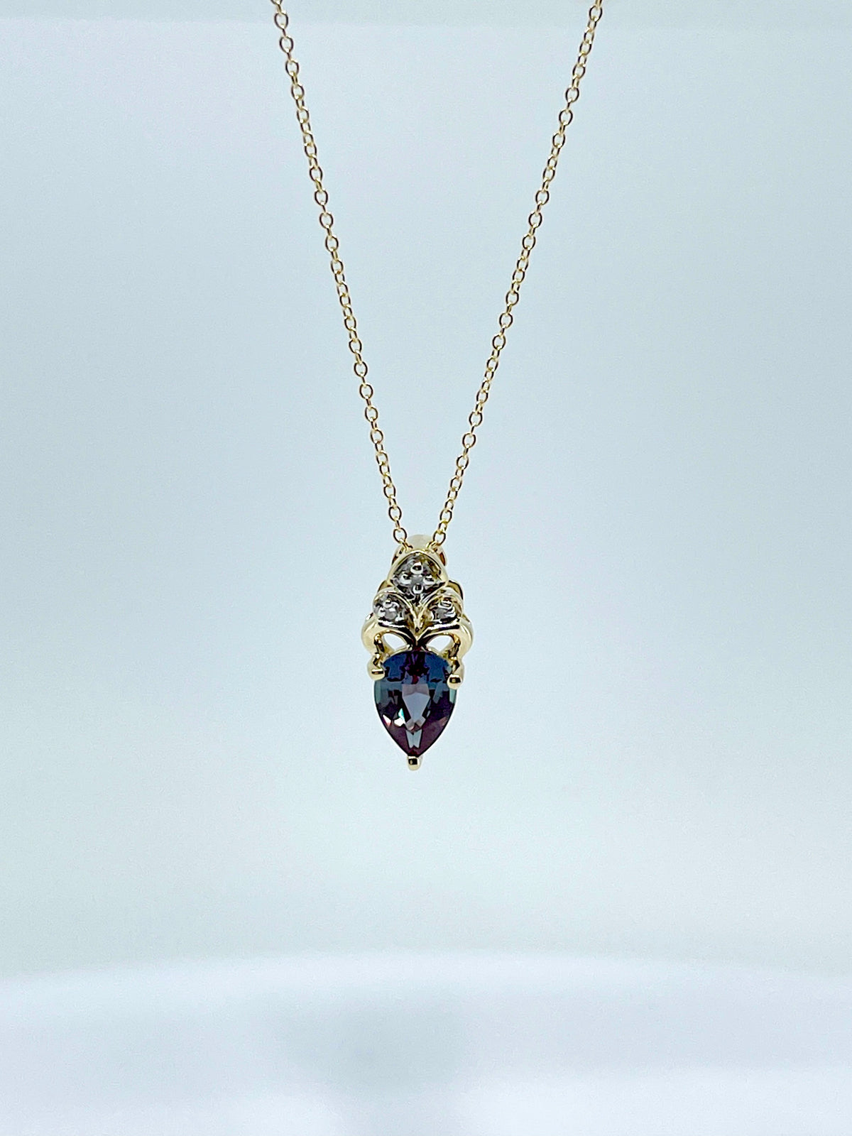 Created Alexandrite and Diamond Pendant