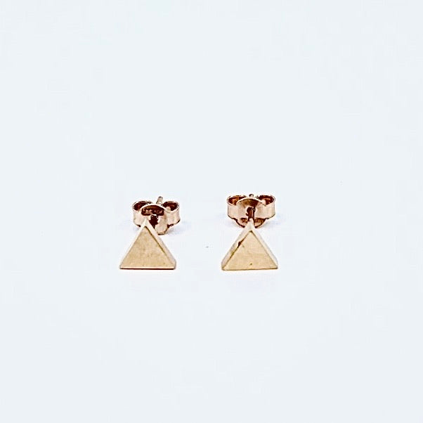 10K Rose Gold Triangle Stud Earrings