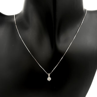 Colgante de diamante canadiense de talla redonda de 0,17 quilates en oro blanco de 14 quilates, 18"