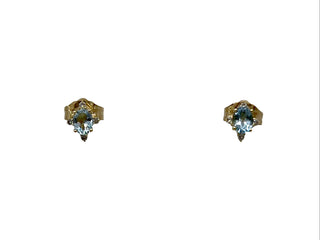 10K Yellow Gold Aquamarine and Diamond Earrings