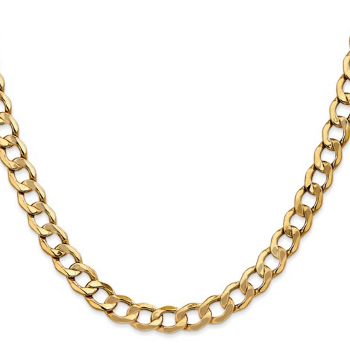 10K Yellow Gold Semi-Solid Curb Link Chain - 5.25mm