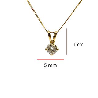 Collar con solitario de diamantes de 0,25 quilates en oro amarillo de 14 quilates - 18 pulgadas