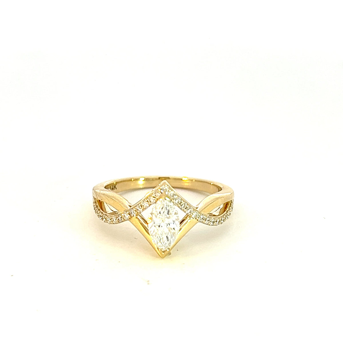 14K Yellow Gold 0.76cttw Marquise Cut Lab Grown Diamond Ring, Size 6