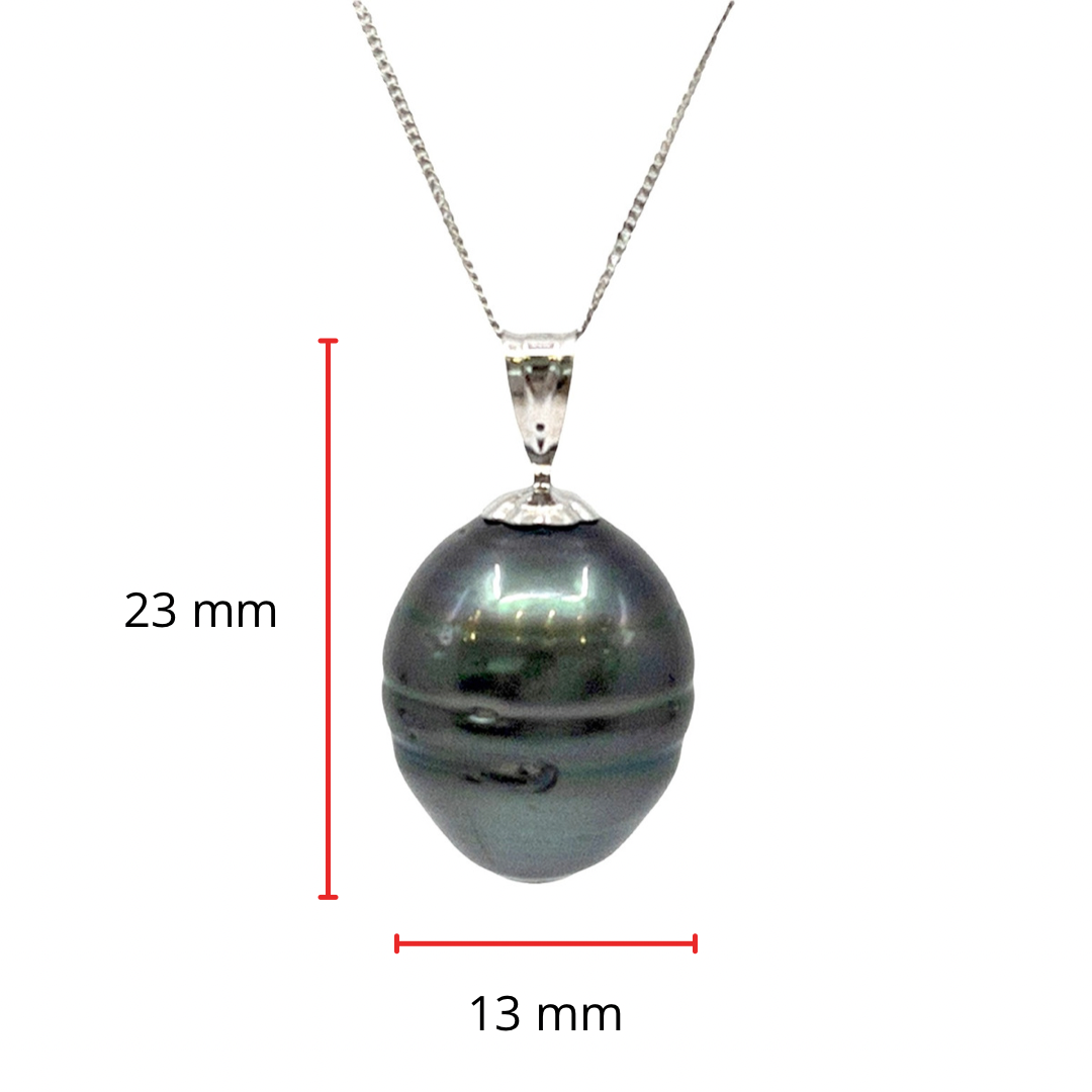 10/14K White Gold Tahitian Pearl Pendant