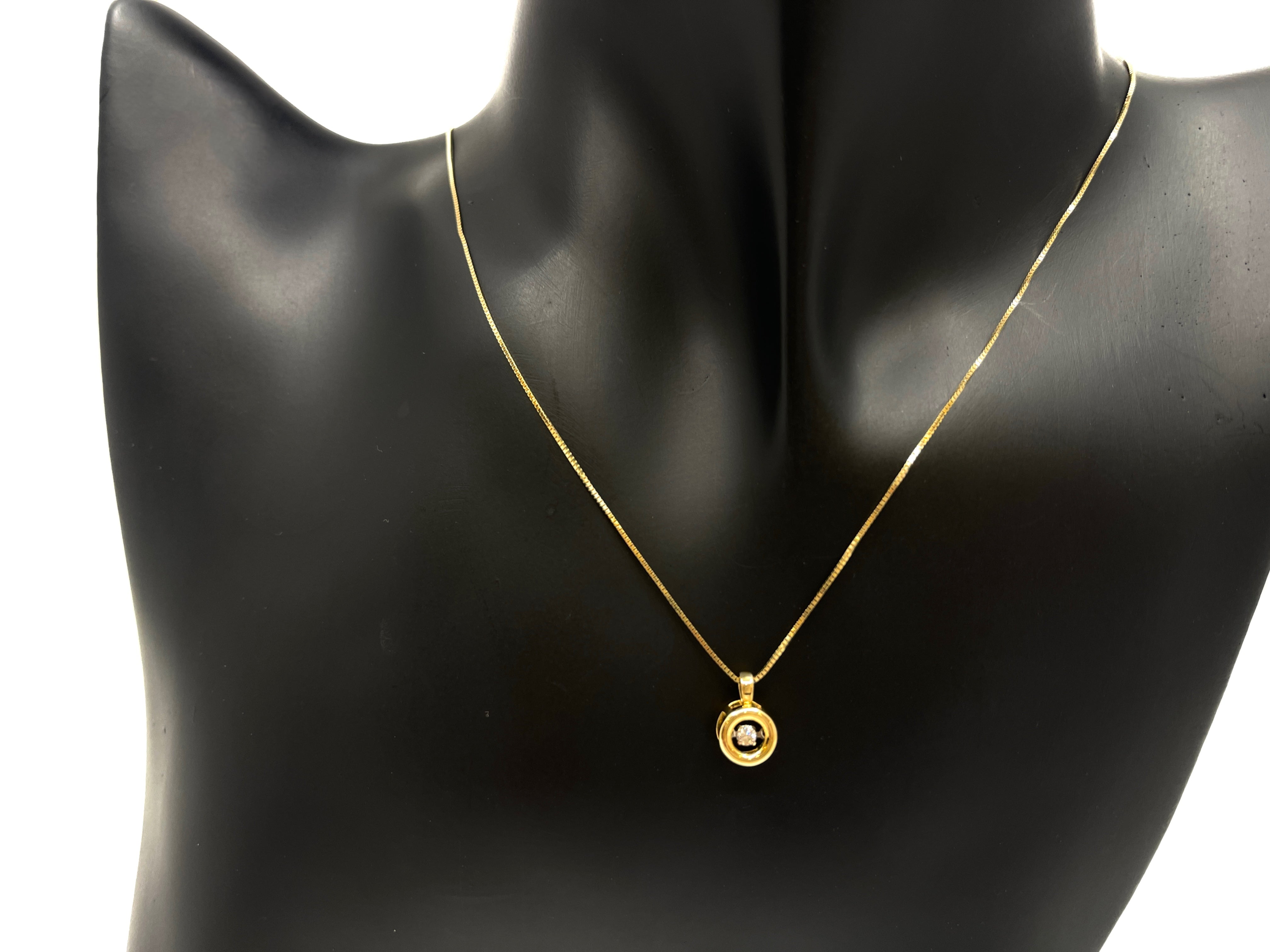 10K Yellow Gold 0.05cttw Diamond Pendant, 18"