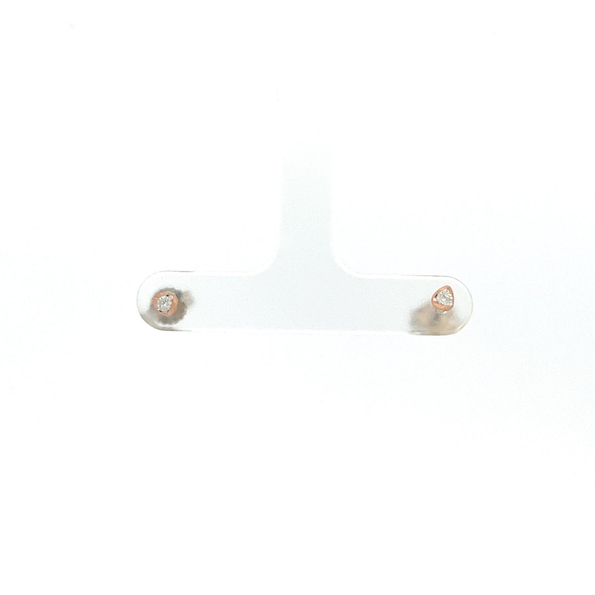 10K White and Rose Gold Diamond Solitaire Earrings 0.06cttw