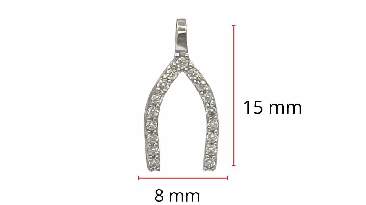 Dije de espoleta de circonio cúbico de oro blanco de 10 quilates: 15 mm x 8 mm