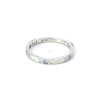10K White Gold Tanzanite & Diamond Ring, size 6.5