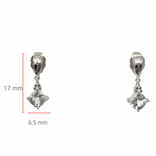 10K White Gold 1.10cttw Aquamarine and 0.012cttw Diamond Dangle Earrings