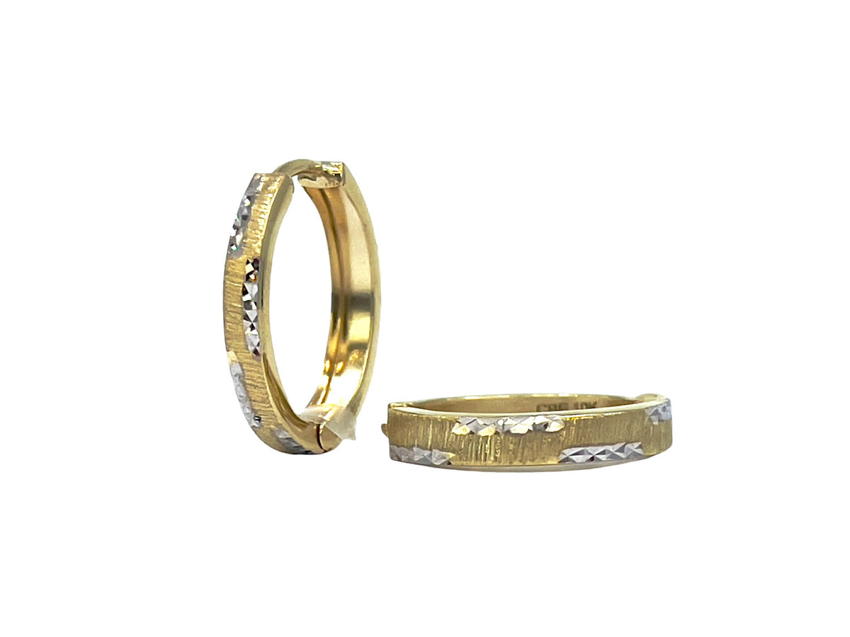 10K Two Tone Yellow and White Gold  Huggies - 18mm