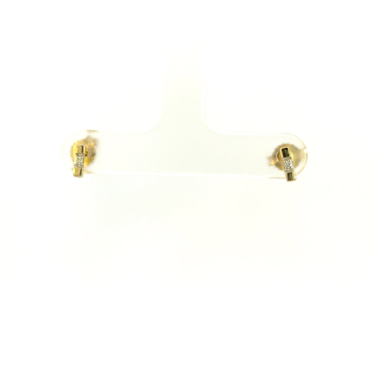 10K Yellow Gold Diamond Bar Solitaire Earrings 0.01cttw