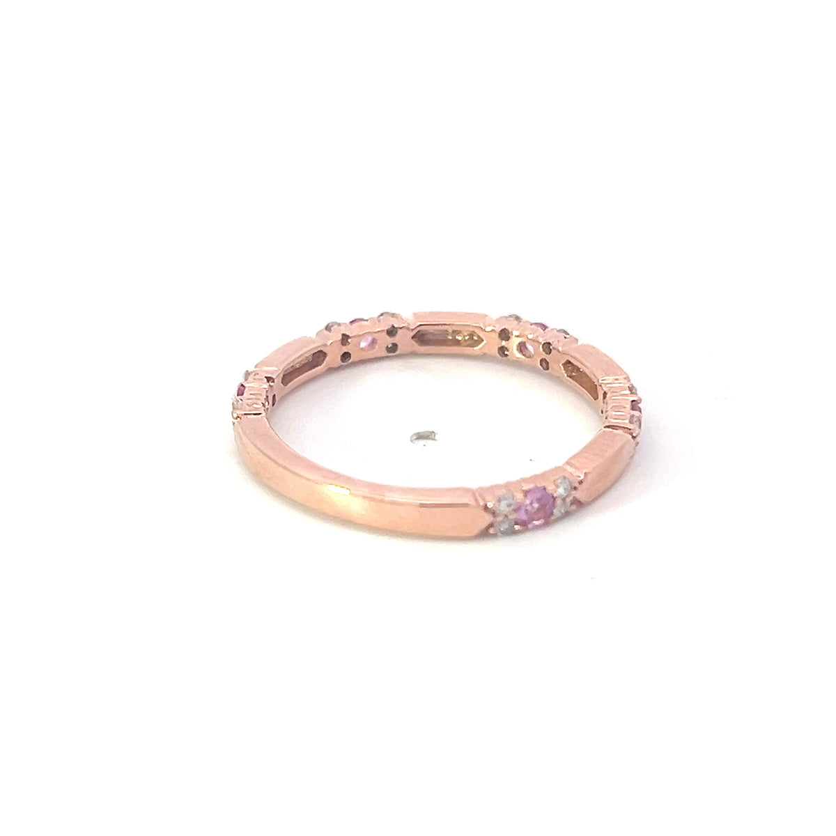 10K Rose Gold Pink Sapphire &amp; Diamond Ring, size 6.5