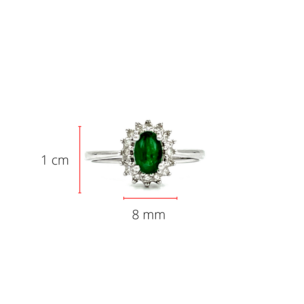 10K White Gold Emerald &amp; 0.16cttw Diamond Ring, size 6.5