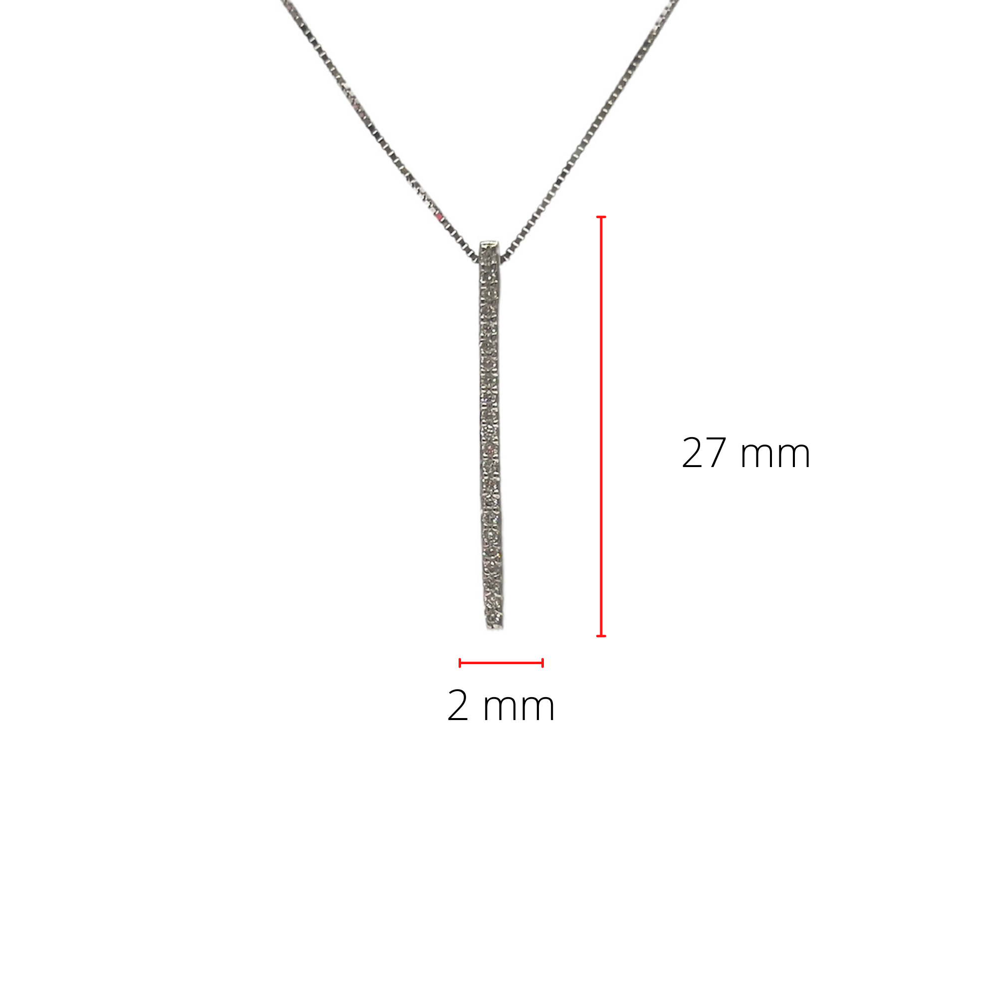 10K White Gold 0.10 cttw Diamond Bar Pendant, 18"