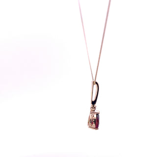 Colgante de oro amarillo de 10 quilates con diamantes y granates de 0,02 quilates, 18"