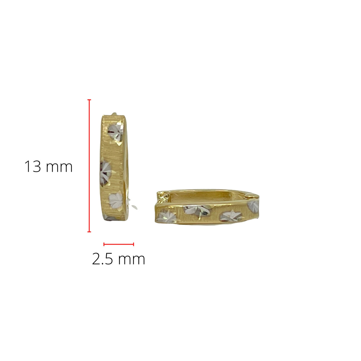 10K Two Tone Yellow and White Gold  Huggies - 13mm