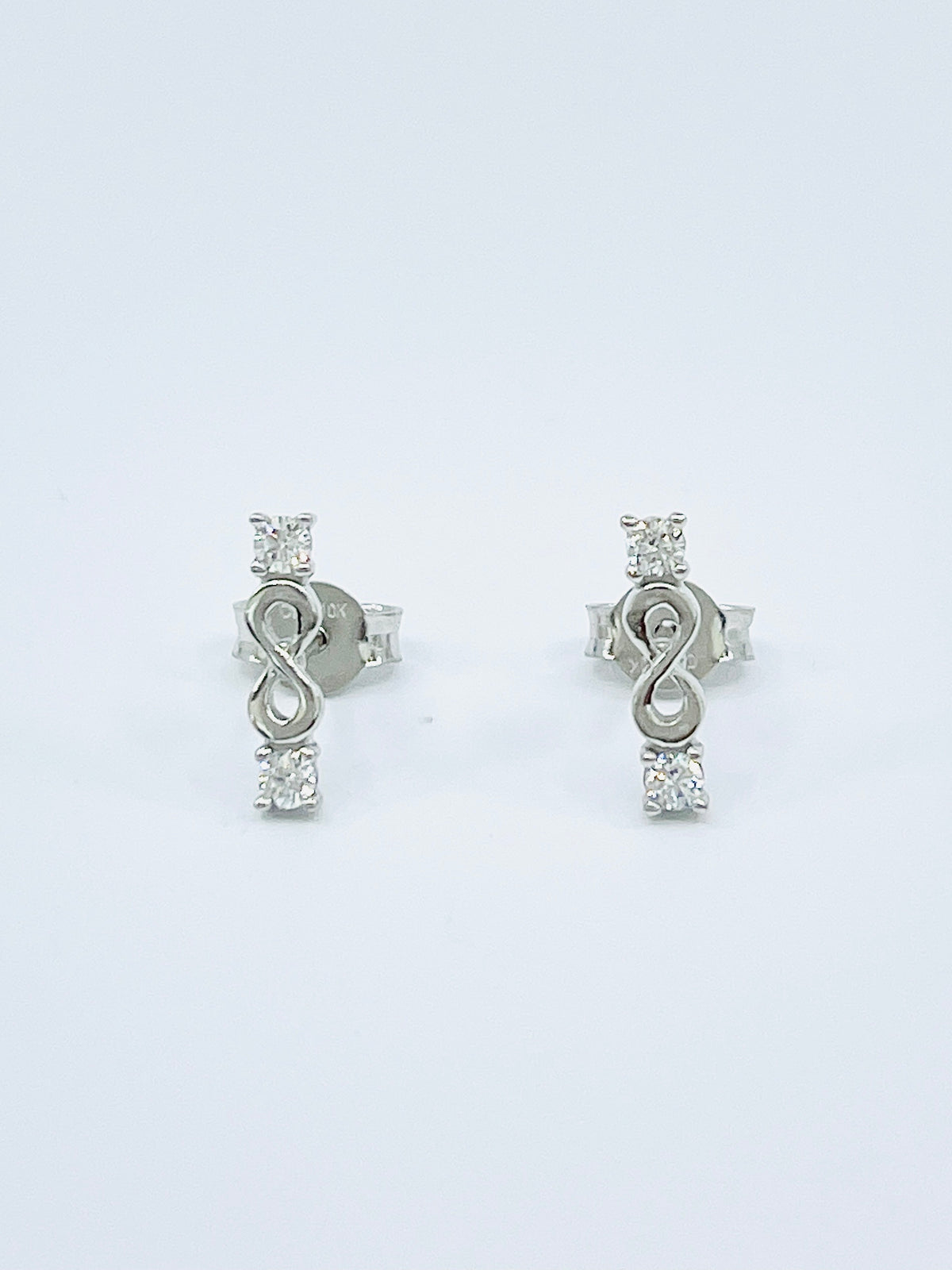 10K White Cubic Zirconia Infinity/Eternity Stud Earrings